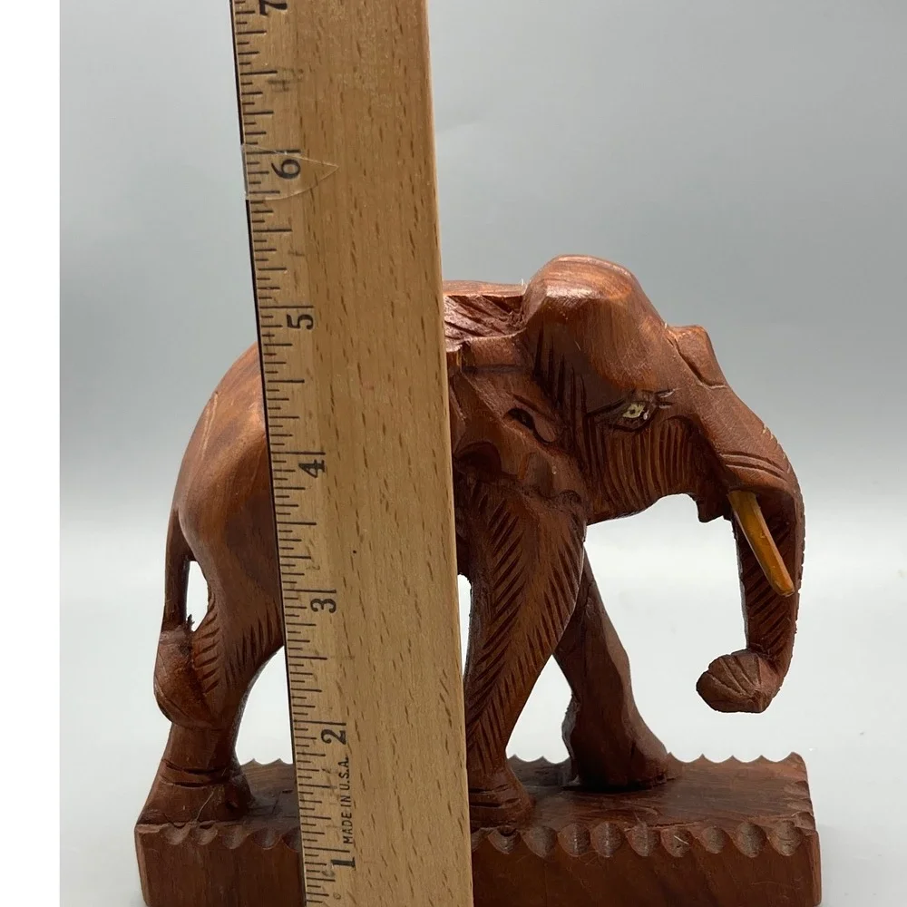 Vintage Hand Carved Solid Wooden Elephant 5.5x‎ 5